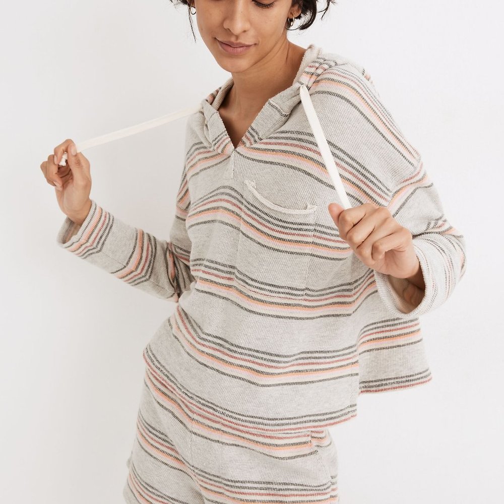 Madewell MWL Popover Hoodie Sweatshirt in Sorrento Beach Stripe